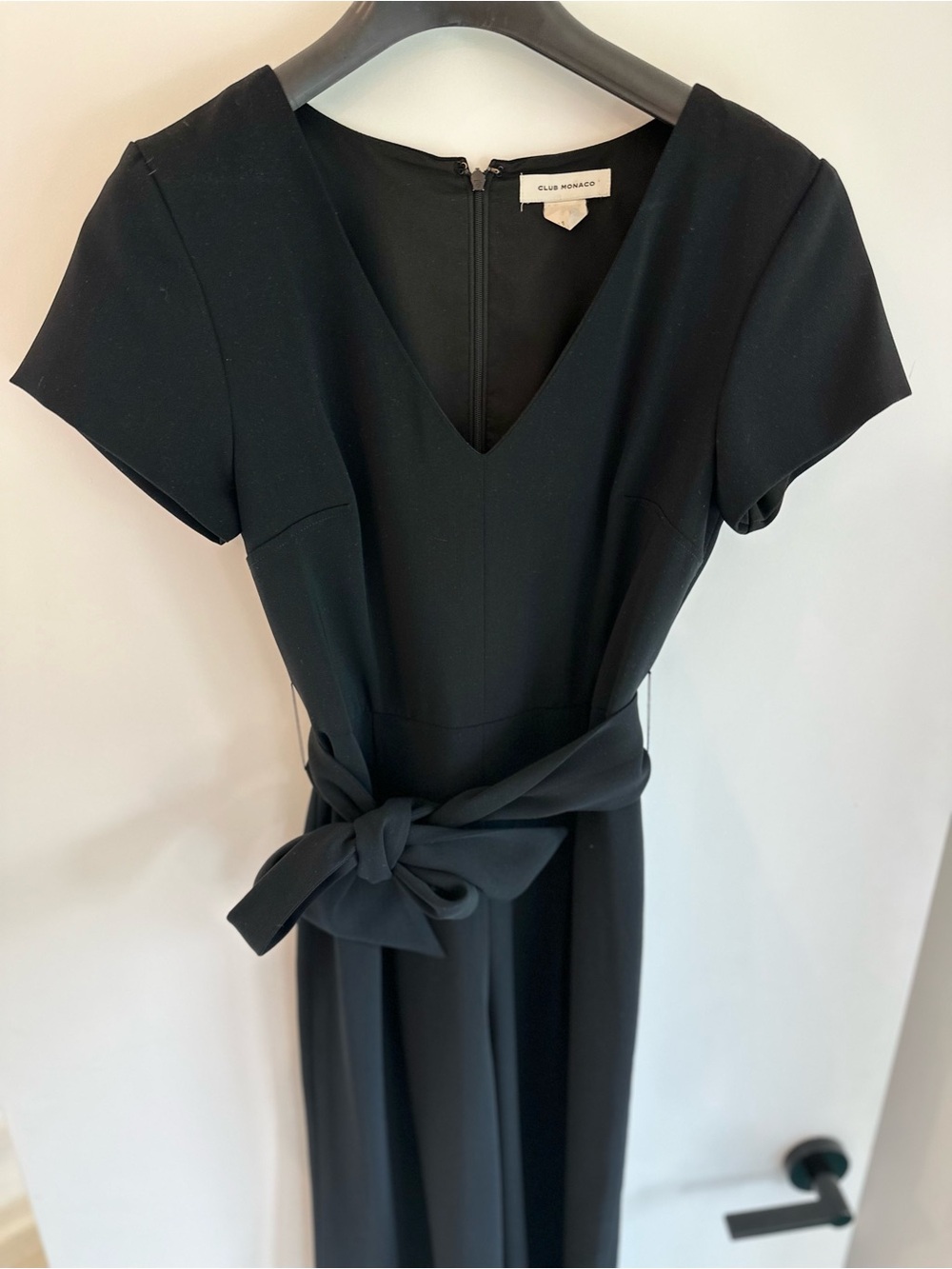 Club Monaco Black Short-Sleeve Cropped Jumpsuit